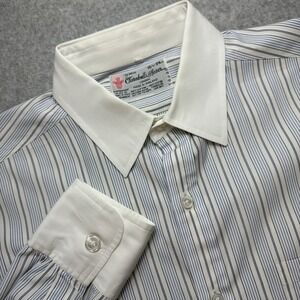 Turnbull & Asser Men's Shirt 15.5 Blue Black Stripe Long Sleeve Neiman Marcus